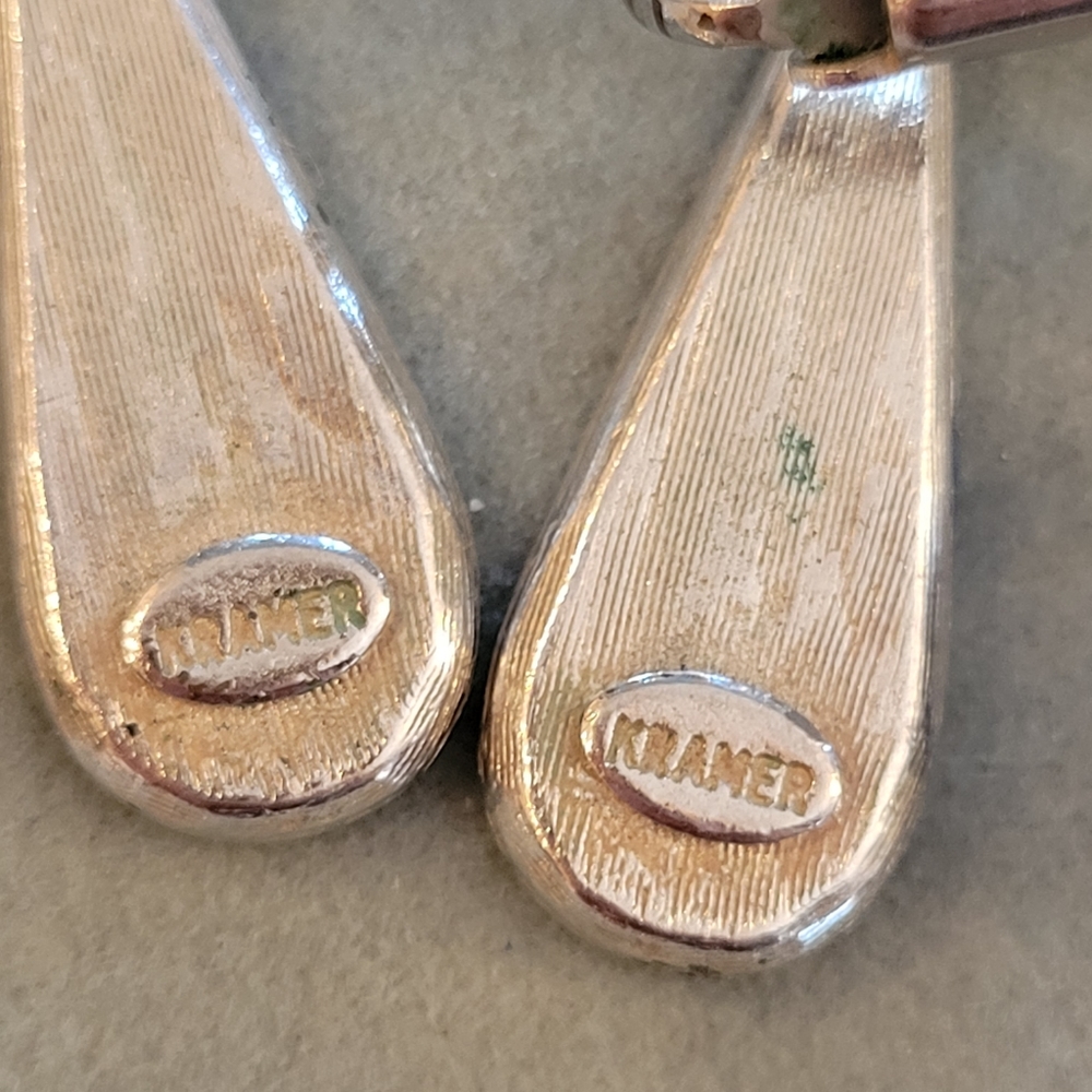 Vintage Signed Clip-On Earrings ~ 2 Pair ~ Kramer ~ Avon ~ MCM ~ 1960s - Picture 9 of 13